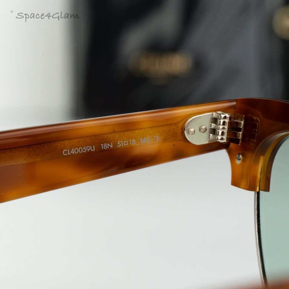 Celine Women Sunglasses Shiny Rhodium Havana Green Cat Eye CL40059U 18N NEW - Picture 6 of 9